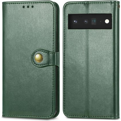 Mobigear Snap Button Google Pixel 6 Pro Hülle Klapphülle Geldbörse - Grün