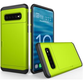 Mobigear Card Samsung Galaxy S10 Hülle Hardcase Backcover Stoßfest mit Kartenhalter - Grün Mobigear Card Samsung Galaxy S10 Hülle Hardcase Backcover Stoßfest mit Kartenhalter - Grün