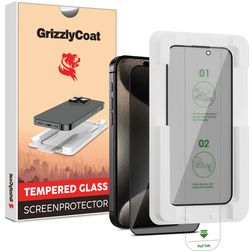 GrizzlyCoat AlignPro AntiSpy iPhone 15 Pro Max Panzerglas Displayschutz Privacy - Hüllenfreundlich + Montagerahmen