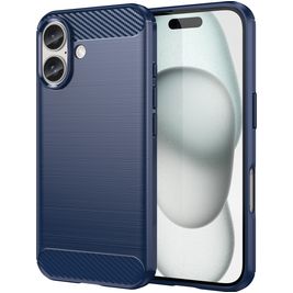 Mobigear Brushed Slim iPhone 16 Hülle Flexibles TPU Backcover - Blau