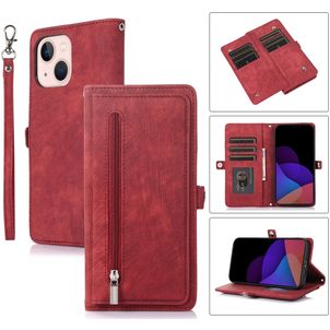 Mobigear Zipper iPhone 14 Plus Hülle Klapphülle Geldbörse - Rot