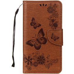 Mobigear Butterfly Samsung Galaxy A8 (2018) Hülle Klapphülle Geldbörse - Braun