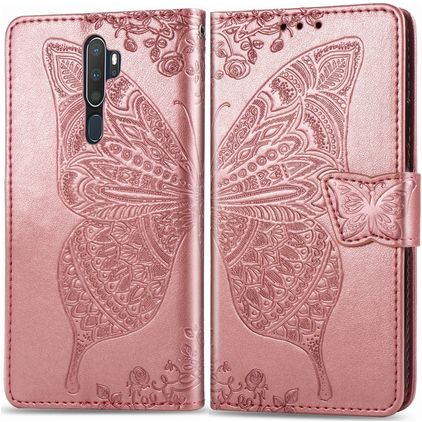 Mobigear Butterfly OPPO A5 (2020) Hülle Klapphülle Geldbörse - Roségold