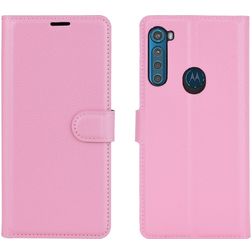 Mobigear Classic Motorola One Fusion Plus Hülle Klapphülle Geldbörse - Pink