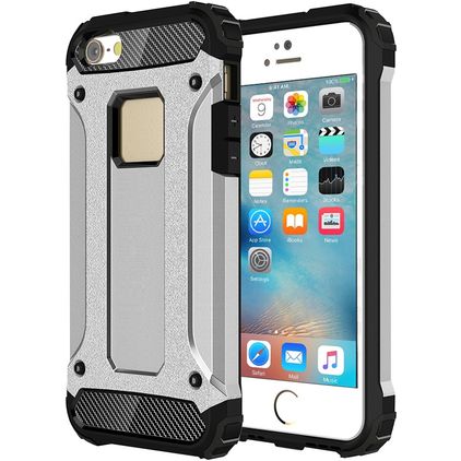 Mobigear Outdoor iPhone SE (2016) Hülle Hardcase Backcover Stoßfest - Silber