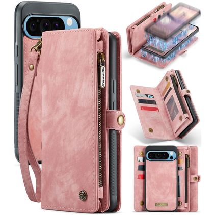 CaseMe 008 Google Pixel 9 Pro XL Hülle Abnehmbare 2in1 Klapphülle Geldbörse - Pink