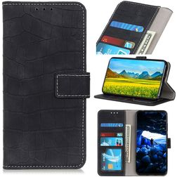 Mobigear Croco OPPO Reno 7 4G Hülle Klapphülle Geldbörse - Schwarz