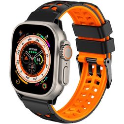 Mobigear Aero Armor Silikon Apple Watch Armband Dornschließe - 49/46/45/44 mm - Schwarz / Orange