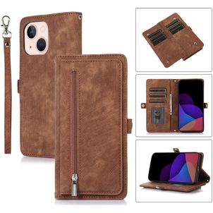 Mobigear Zipper iPhone 14 Plus Hülle Klapphülle Geldbörse - Braun