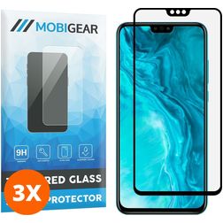 Mobigear Premium HONOR 9X Lite Panzerglas Gehärtetes Glas Displayschutz - Hüllenfreundlich - Schwarz (3er Pack)
