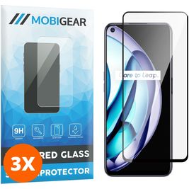 Mobigear Premium Realme 9 5G Panzerglas Gehärtetes Glas Displayschutz - Hüllenfreundlich - Schwarz (3er Pack)