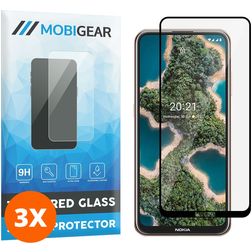 Mobigear Premium Nokia X20 Panzerglas Displayschutz - Hüllenfreundlich - Schwarz (3er Pack)