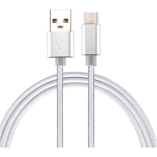 Mobigear Nylon USB-A auf USB-C Kabel 2 Meter - Silber