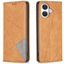 Mobigear Rhombus Slim iPhone 17 Hülle Klapphülle - Cognac