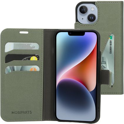 Mobiparts Classic Wallet iPhone 14 Hülle Klapphülle Geldbörse - Stone Green