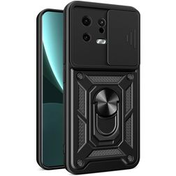 Mobigear Armor Ring Cam Slide Xiaomi 13 Hardcase Backcover Shockproof mit Ringhalter und Kamera-Slider - Schwarz