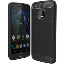 Mobigear Brushed Slim Motorola Moto G5 Plus Hülle Flexibles TPU Backcover - Schwarz