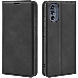 Mobigear Retro Slim Motorola Moto G62 Hülle Klapphülle Geldbörse - Schwarz