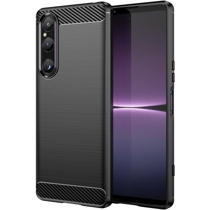 Mobigear Brushed Slim Sony Xperia 1 V TPU (flexibel) Backcover - Schwarz