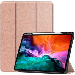 Mobigear Tri-Fold Gel iPad Pro 12.9 Zoll (2021) Hülle TPU,Kunstleder Klapphülle + Stifthalter - Roségold