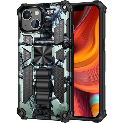 Mobigear Armor Stand iPhone 13 Hülle Hardcase Backcover Stoßfest mit Ständer - Grün