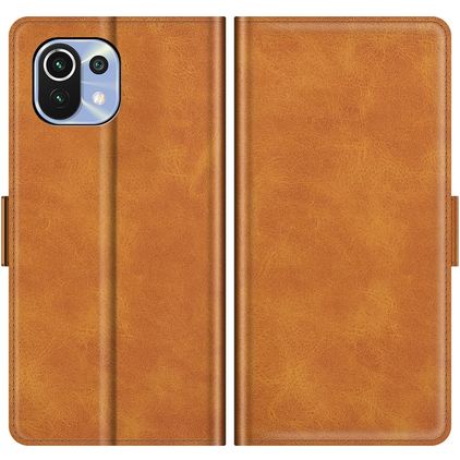 Mobigear Slim Magnet Xiaomi Mi 11 Lite Hülle Klapphülle Geldbörse - Cognac