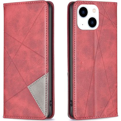 Mobigear Rhombus Slim iPhone 15 Klapphülle - Rot