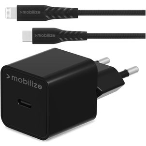 Mobilize Single USB-C Ladegerät Apple Lightning 1 Meter Power Delivery 20W - Schwarz