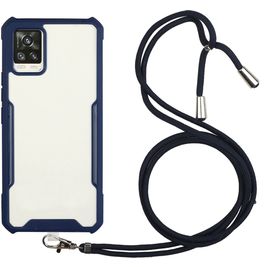 Mobigear Lanyard Samsung Galaxy A72 Flexibles TPU Handykette - Transparent / Dunkelblau
