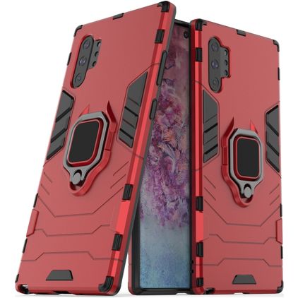 Mobigear Armor Ring Samsung Galaxy Note 10 Plus Hülle Hardcase Backcover Stoßfest mit Ringhalter - Rot