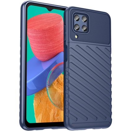 Mobigear Groove Samsung Galaxy M33 Hülle Flexibles TPU Backcover - Blau
