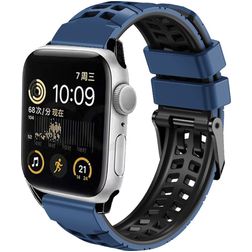 Mobigear Aero Armor Silikon Apple Watch Armband Dornschließe - 42/41/40/38 mm - Schwarz / Marineblau