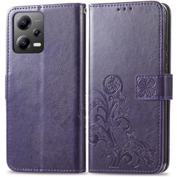 Mobigear Clover POCO X5 Hülle Klapphülle Geldbörse - Lila