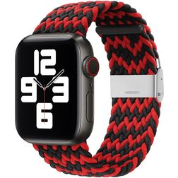 Mobigear Braided Nylon Apple Watch Armband Klappschließe - 42/41/40/38 mm - Schwarz / Rot