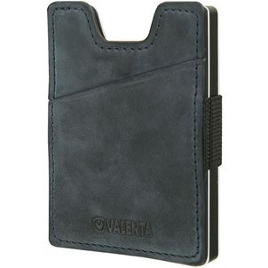 Valenta Card Case Alu + Money Strap Echtleder Kartenetui - 8 Karten - Blau