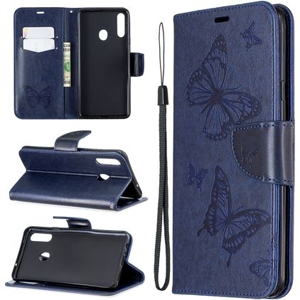 Mobigear Butterfly Samsung Galaxy A20s Hülle Klapphülle Geldbörse - Blau