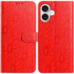 Mobigear Flowers iPhone 17 Hülle Klapphülle Geldbörse - Rot