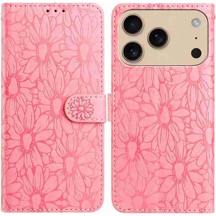 Mobigear Flowers iPhone 17 Pro Max Hülle Klapphülle Geldbörse - Pink