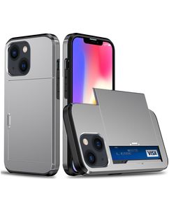 Mobigear Card iPhone 15 Hülle Hardcase Backcover Stoßfest mit Kartenhalter - Grau