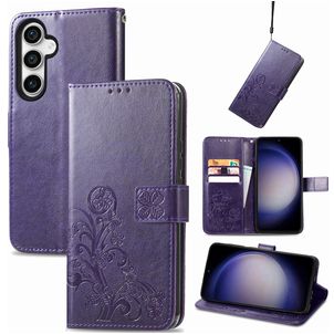 Mobigear Clover Samsung Galaxy S23 FE Hülle Klapphülle Geldbörse - Lila