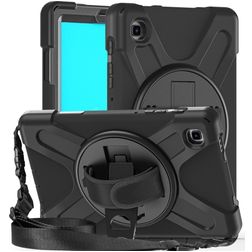 Mobigear SureGrip XGuard Samsung Galaxy Tab A7 Lite Hülle Kunststoff,Silikon Backcover + Schulterträger + Ständer - Schwarz