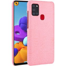 Mobigear Croco Samsung Galaxy A21s Hülle Backcover - Pink