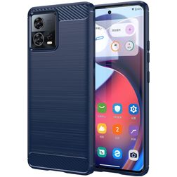 Mobigear Brushed Slim Motorola Edge 30 Fusion Hülle Flexibles TPU Backcover - Blau