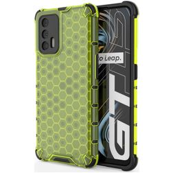 Mobigear Honeycomb Realme GT Hülle Hardcase Backcover Stoßfest - Grün