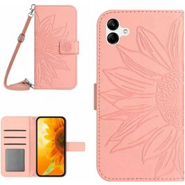 Mobigear Sunflower Samsung Galaxy A05 Hülle Klapphülle Geldbörse - Pink