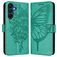Mobigear Flowers Samsung Galaxy A17 Hülle Klapphülle Geldbörse - Grün
