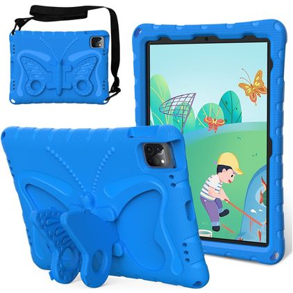 Mobigear Butterfly iPad Air 11 Zoll (2025) Hülle EVA Schaum Backcover + Schulterträger + Ständer - Blau
