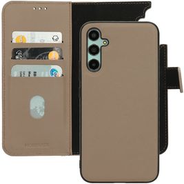 Mobiparts Samsung Galaxy A34 Hülle Echtes Leder Abnehmbare 2in1 Klapphülle Geldbörse - Taupe