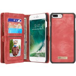 Caseme 008 iPhone 8 Plus Hülle Abnehmbare 2in1 Klapphülle Geldbörse - Rot