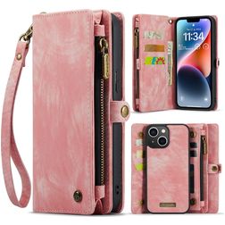 Caseme 008 iPhone 14 Hülle Abnehmbare 2in1 Klapphülle Geldbörse - Pink